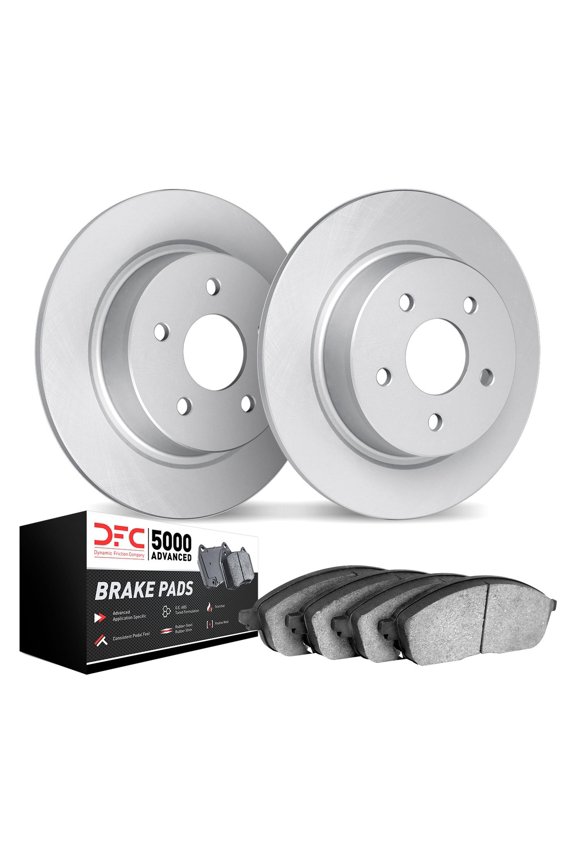 Part Synergy Replacement for Honda Element 2003-2011 GEO-KIT 5000 Plain Rear Brake Kit Cast Iron Silver
