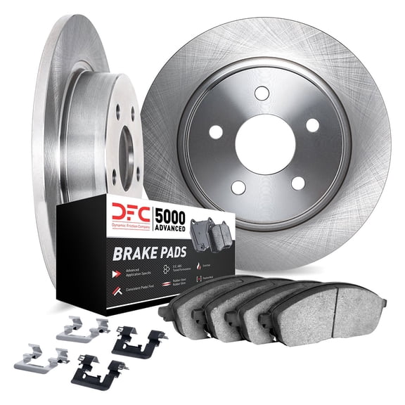 Part Synergy Replacement for Lincoln MKZ 2007-2012 PRO-KIT 5000+ Plain Rear Brake Kit Cast Iron; Ceramic, Semi-Metallic Silver