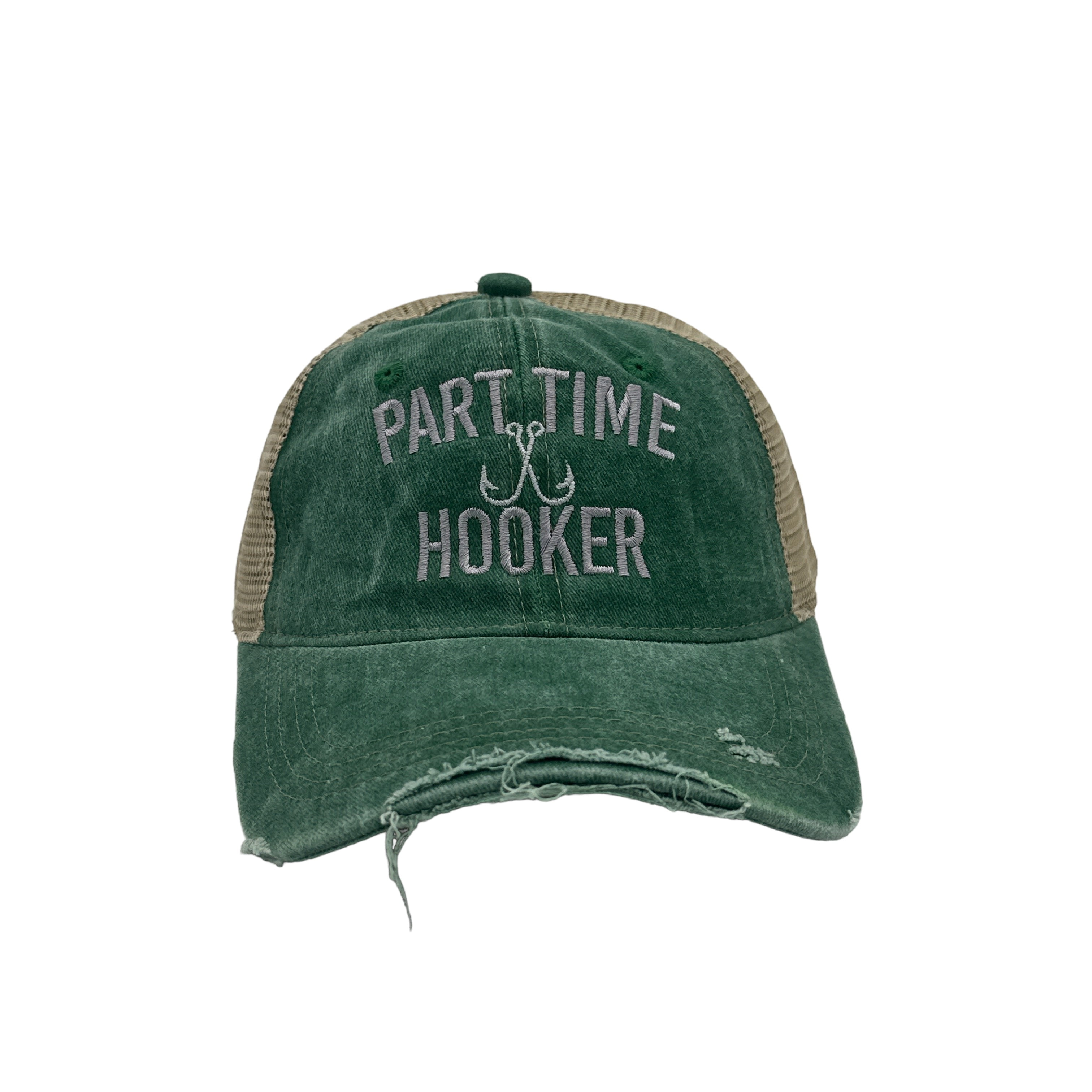 Part Time Hooker Hat Funny Fishing Hook Joke Cap 