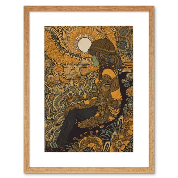 Part of The Worlds Tapestry Ornate Pattern Linocut Artwork Framed Wall Art Print 9X7 Inch