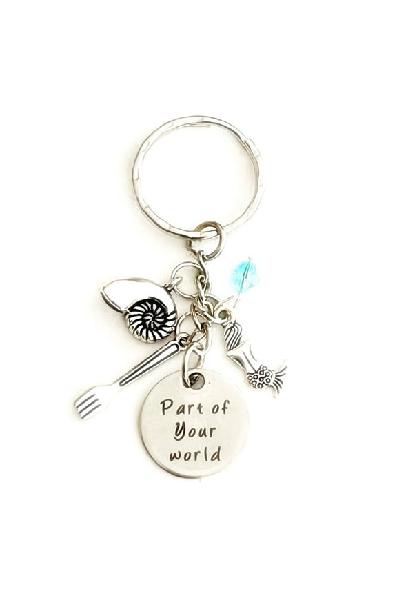 Part of Your World Gift for a Princess Little Mermaid Accessories Ariel Silver Charm Keychain I Merchandise for Women