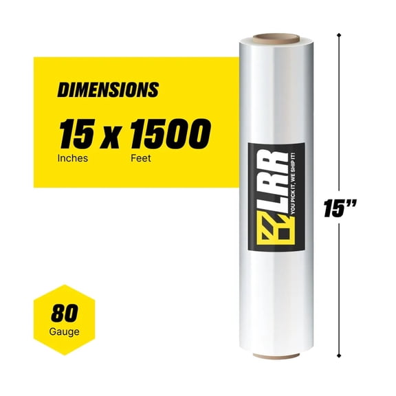 PartStop Stretch Wrap 15 Inch x 1500 ft Heavy Duty Pallet Wrap LRR040615