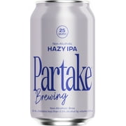 Partake Brewing Non Alcoholic Craft Brew, Hazy IPA, 24 Pack - 12 Ounce Cans, Low Calorie, Low Carb, All Natural