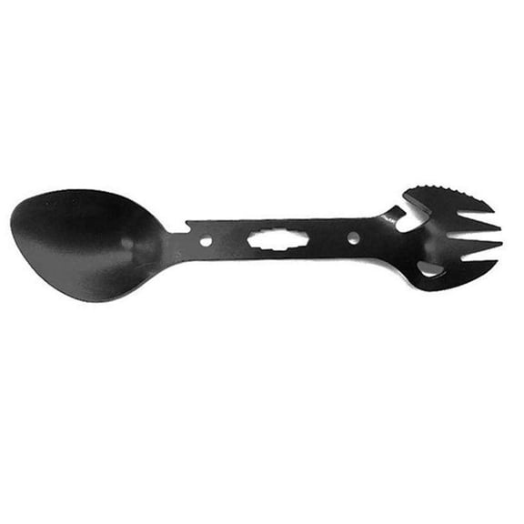 Partake Camping Utensil, Multifunctional Spork, Detachable Stainless Steel Folding Knife Fork Spoon & Bottle Opener Multi-Tool for Travel Camping Hiking - Black