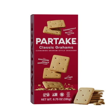 Partake Classic Graham Crackers, Vegan & Gluten-Free, Shelf-Stable, Crunchy, Baked, 6.75 oz