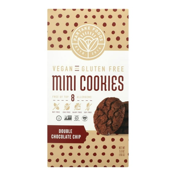 Partake Foods - Cookies Mini Double Chocolate Chips - Case Of 6 - 5.5 Oz