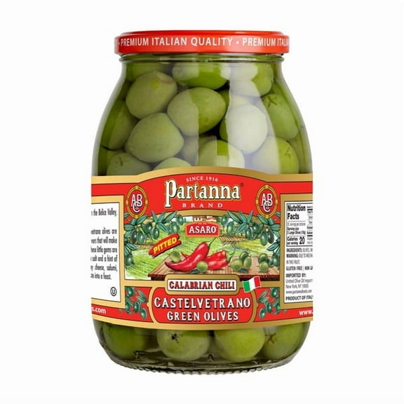 Partanna Calabrian Chili Castelvetrano Green Olives 18.7 oz