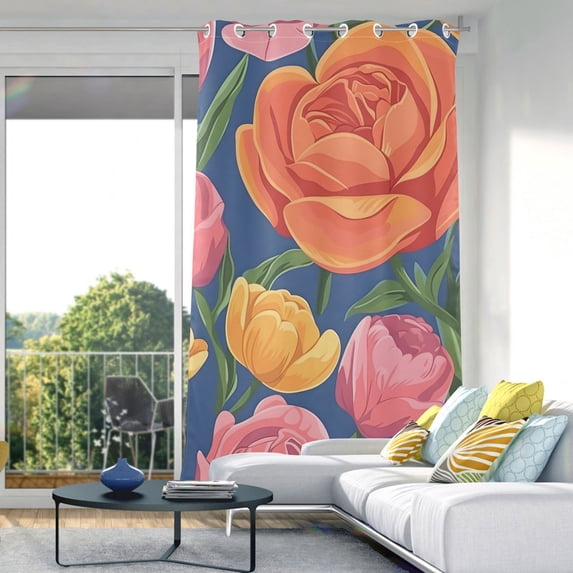 Partern Flowers Blackout Curtain Panels Drapes Privacy Assured with Light Filtering Curtains for Living room Bedroom Bathroom Window