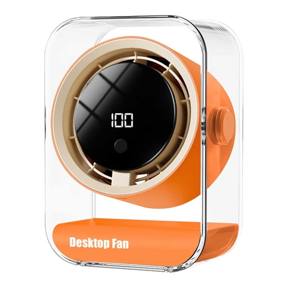 Partheme 00 Gear Smart Circulating Desktop Fan, 1800mAh Rechargeable Portable, Stepless Speed Adjustment Ultra Quiet, for Home Office Tabletop Air Circulator, Orange
