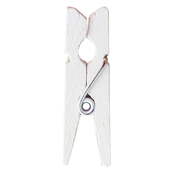 Partheme 1.4 Inch Mini Clothespins, 100 PCS Mini Clothes Pins for Photos, Small Clothes Pins Wooden, Mini Photo Clips for Crafts DIY Project , White