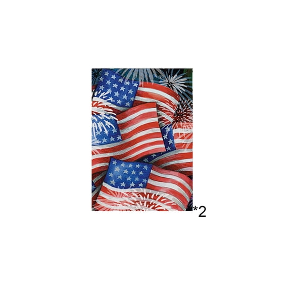 Partheme 11.8x17.7 Inch Double Sided USA Flag Fireworks Garden Flag, Independence Day Yard Decoration, Polyester Weather Resistant Fade Proof, Standard Flagpole Size for Outdoor Patriotic Display, B