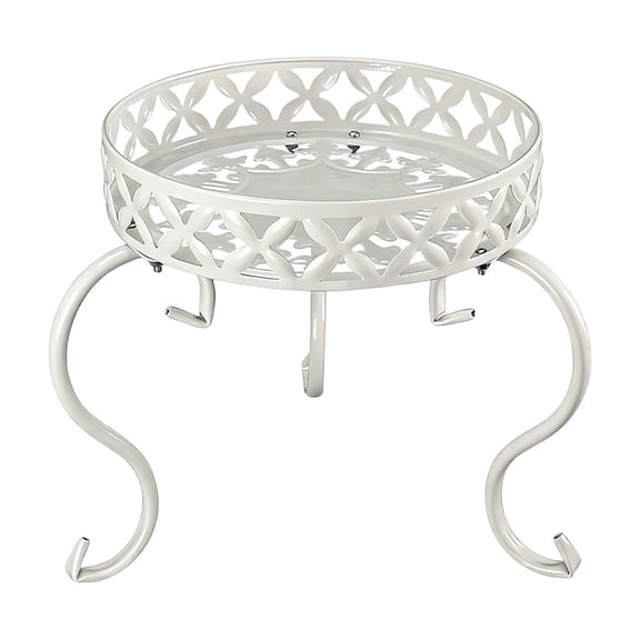 Partheme 11x10x10 inch European Style Single Tier Wrought Iron Plant Stand,Floor Standing Display Rack for Balcony Potted Pothos Plants.Mother’s Day Gardening Gift and Patio Decor Essential, White