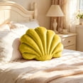 thumbnail image 1 of Partheme 15x11 inch Soft Velvet Seashell Throw Pillow,Lint Free Shell Shape Cushion Decorative Accent for Sofa Couch Bed Living Room.Mother’s Day Coastal Gift and Beach House Decor Essential, Yellow, 1 of 6