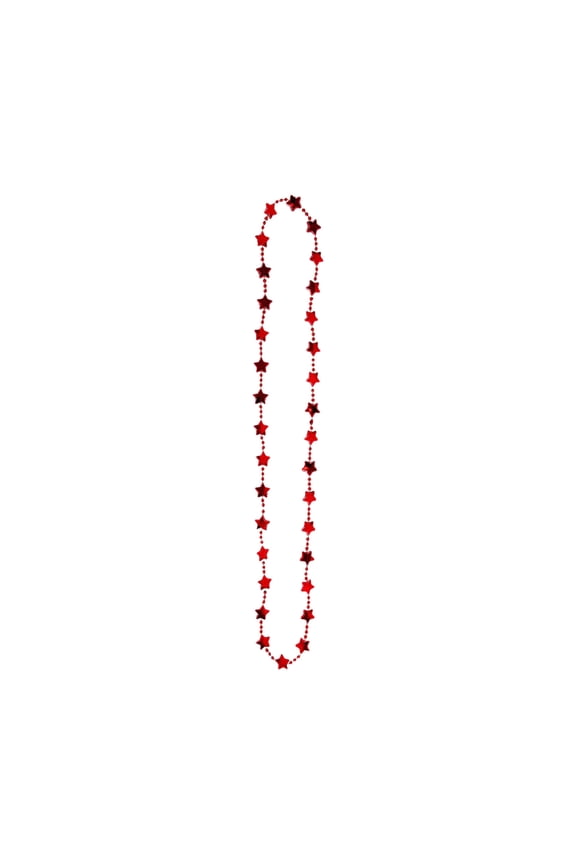 16 Inch Independence Day Five Pointed Star Necklace, National Day Party Decoration, Red Silver and Blue Patriotic Colors, Plastic Lightweight Holiday Jewelry Set of 3, Red
