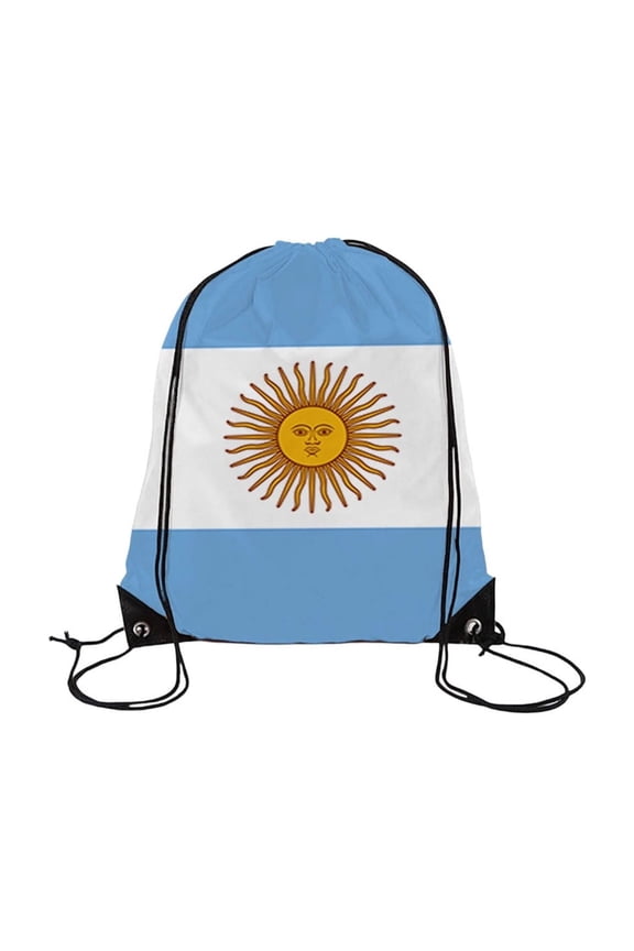 16x13 Inch Flag Drawstring Backpack for Football Matches, Sports Sackpack with Teams Print, Nylon Lightweight Foldable for Soccer Fans Games Daily Use, Argentina