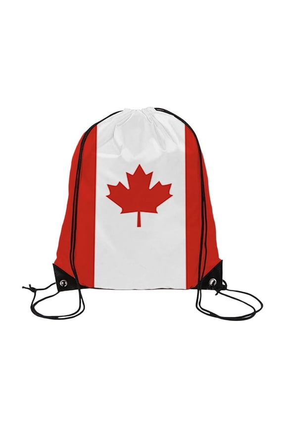 16x13 Inch Flag Drawstring Backpack for Football Matches, Sports Sackpack with Teams Print, Nylon Lightweight Foldable for Soccer Fans Games Daily Use, Canada