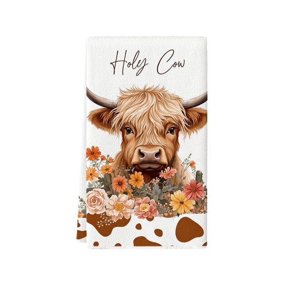 Partheme 16x24 Inch Upland Cow Flowers Floral Absorbent Towels. Kitchen Tray Towels Housewarming Gift Farmhouse Bathroom Decorative Towel Multiple Styles, B