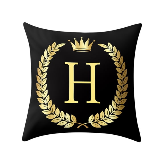 Partheme 18x18 in Throw Pillow Covers Gold English Alphabet Rustic Decorative Square Throw Pillow Covers Letter Monogram Initial Black Cushion Case for Sofa Couch Farmhouse Home Decoration , A