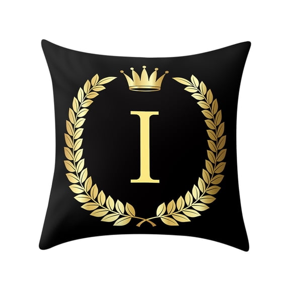 Partheme 18x18 in Throw Pillow Covers Gold English Alphabet Rustic Decorative Square Throw Pillow Covers Letter Monogram Initial Black Cushion Case for Sofa Couch Farmhouse Home Decoration , B