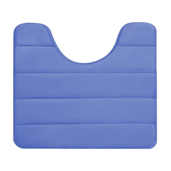 Partheme 18x4 in Memory Foam Toilet Bath Mat U-Shaped, Soft and Comfortable, Super Water Absorption, Non-Slip, Machine Wash and Easier to Dry for Bathroom Commode Contour Rug, Blue