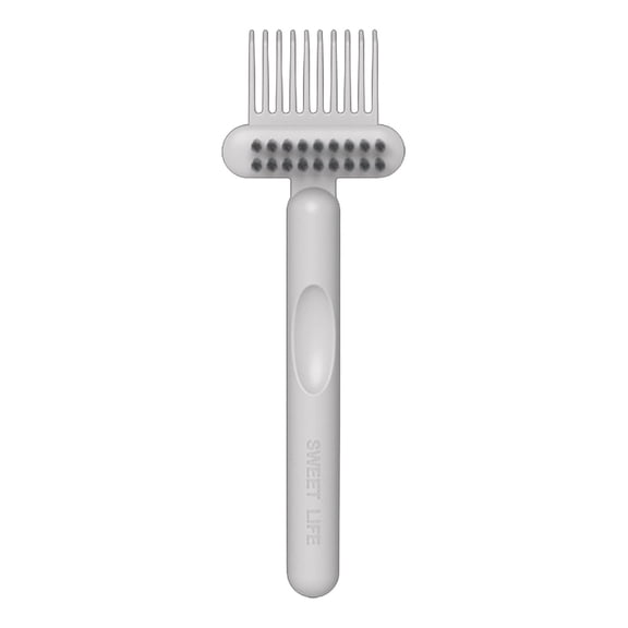 Partheme 2 in 1 Hair Brush Cleaner Tool, Double Sided Comb Cleaning with Fine Tooth Pick and Bristle Sweep, Ergonomic Grip Washable for Paddle Round Brushes, Gray