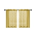 thumbnail image 1 of Partheme 2 Panels Kitchen Curtains 30 Inch Length, Faux Linen Textured Small Cafe Window Curtain Over Sink, Light Filtering Short Curtain Tiers for Bathroom Basement, Yellow, 1 of 6