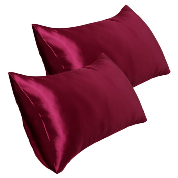 Partheme 20x30 Inch Satin Pillowcase, Similar to Silk Pillow Cases Queen Size, Cooling Pillow Case Covers with Envelope Closure, Room Decor Gifts for Women Men, Wine