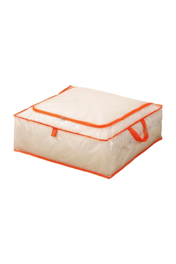 22x19x7 Inch Quilt Storage Bag Mesh Fabric, Large Capacity Clothes Packing Organizer, Breathable Clear Window Reinforced Handle for Travel Moving Seasonal Storage, B