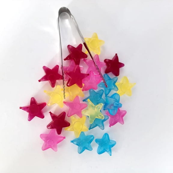 Partheme 24 Reusable Plastic Ice Cubes with Clips, Summer Ice in Various Shapes for Bars and Parties, Freezeable Colorful Drink Cooler, A