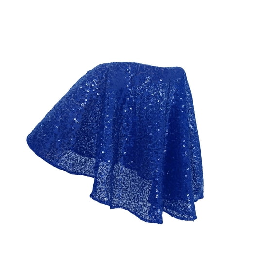 Partheme 24in Round Tablecloth Sequin Tablecloth Glitter Dessert Cake Tablecloth Sequin Table Cover Cloth Sequin Overlay for Banquet Birthday Home Party Decoration , Dark Blue