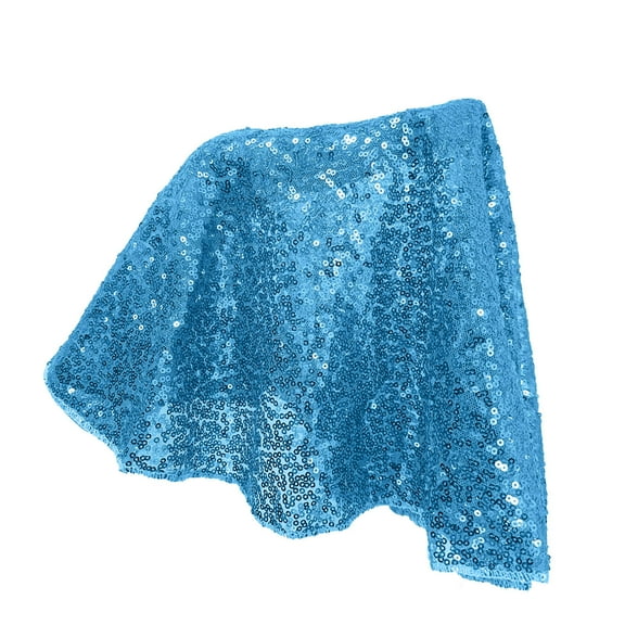 Partheme 24in Round Tablecloth Sequin Tablecloth Glitter Dessert Cake Tablecloth Sequin Table Cover Cloth Sequin Overlay for Banquet Birthday Home Party Decoration , Blue