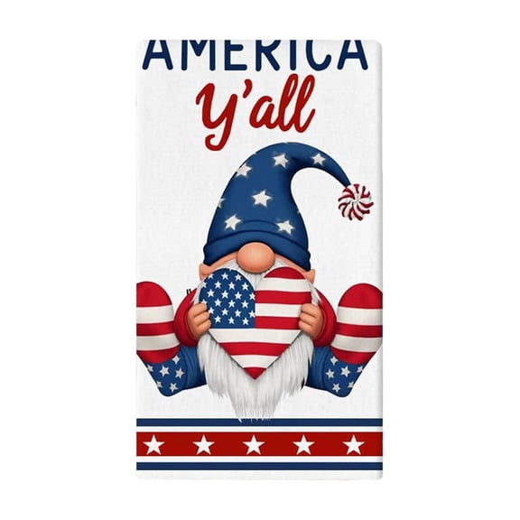 Partheme 24x16 Inch Patriotic Themed Kitchen Towel, Independence Day Cleaning Cloth, Cotton Absorbent Dishcloth, Festive Print Fade Resistant for Kitchen Wiping Drying, A