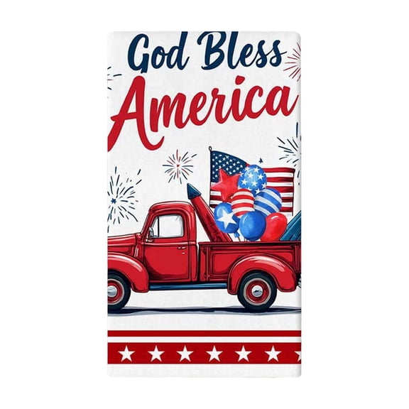 Partheme 24x16 Inch Patriotic Themed Kitchen Towel, Independence Day Cleaning Cloth, Cotton Absorbent Dishcloth, Festive Print Fade Resistant for Kitchen Wiping Drying, D