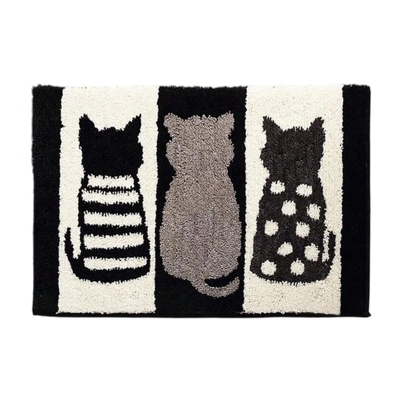 Partheme 24x16 in Bathroom Rugs - Cat Bathroom Rug Non Slip Washable Soft Bath Mat Shower Room Bathmat Funny Doormat Cat Bath Rug, D