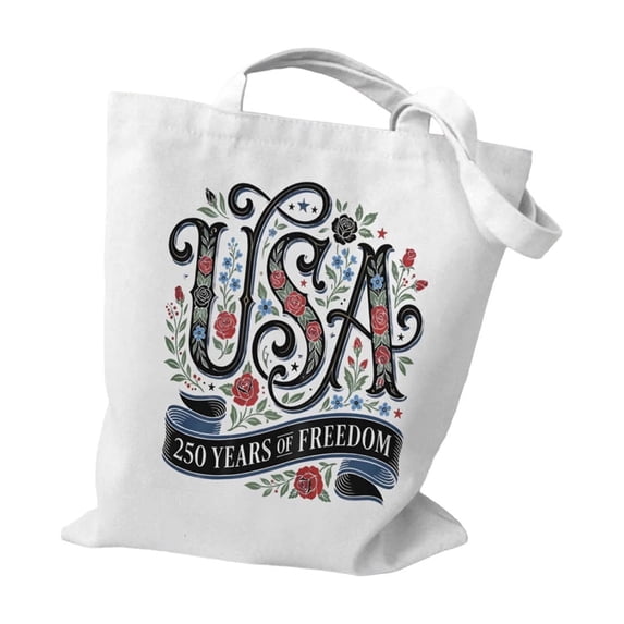 Partheme 250th Anniversary USA Tote Bag Patriotic Canvas Shoulder Bag with American Flag Print and Star Pattern Design, Reusable Grocery Shopping Tote for Independence Day Gift Men Women Family, B