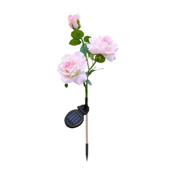 Partheme 28 Inch Solar Faux Rose Flower Light, Waterproof LED Artificial Flower Garden Stake Light, Auto On Off for Pathways Lawns Patio Yard Landscaping Decoration, Pink