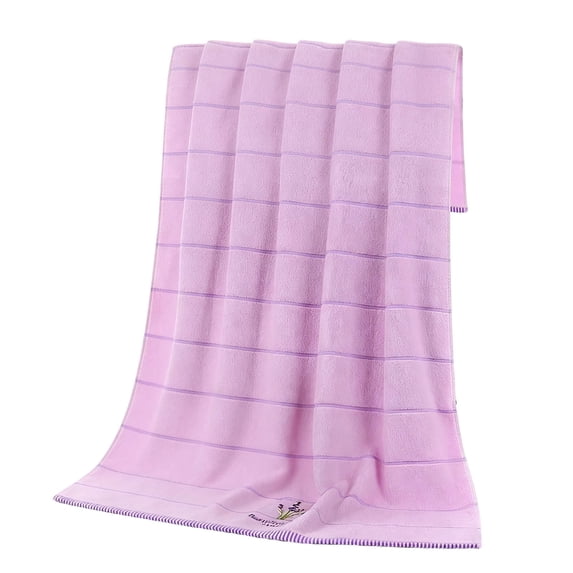 Partheme 28x55in Embroidered Bath Towel 70x140cm, Soft Anti Fade Highly Absorbent for Bathroom Spa Daily Use, Large Cotton Terry Cloth, B