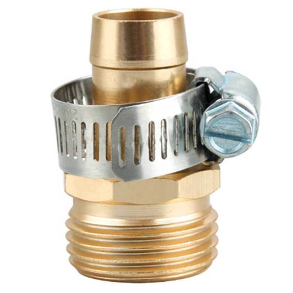 Partheme 3/4 Inch Brass Thread Garden Hose Connector, Hose Mender End Repair Kit, Male and Female Garden Hose Fittings with Clamps for Water Faucet, Sprayers , As Shown