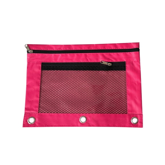 Partheme 3 Ring Binder Pencil Pouch - Oxford Fabric Pencil Case, Clear Mesh Window Pencil Bag, B5 Size for Office & Travel Supplies, As Show