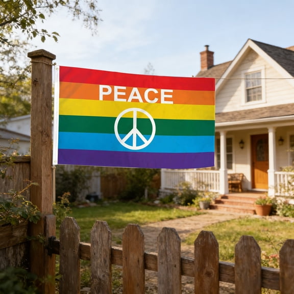 Partheme 35x24 Inch Polyester Flag Peace Symbol Emblem Flag. High Definition Print Weather Resistant for Indoor Outdoor Wall Garden Decoration, B