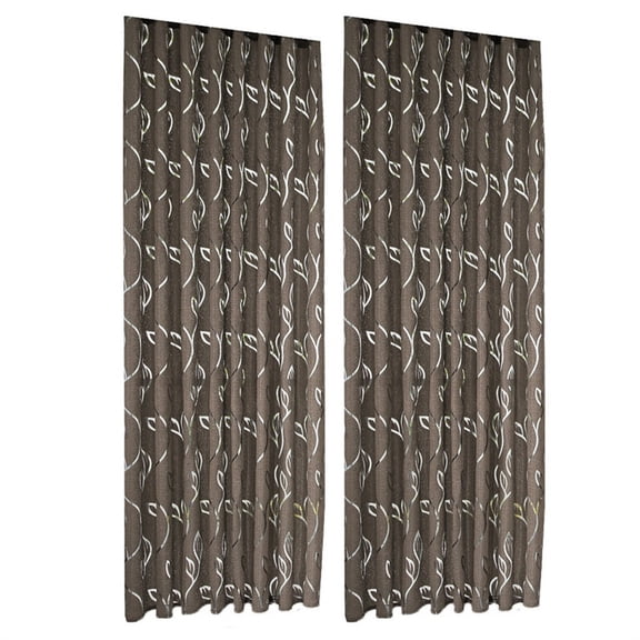 Partheme 39x51 in Sheer Curtains for Bedroom Living Room 2 Panels Set, Jacquard Clip Light Filtering Semi Sheer Curtains Rod Pocket Window Drapes, Coffee
