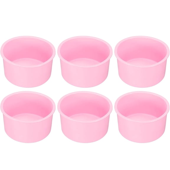 Partheme 4 Inch Round Cake Pan , 6 Pack Silicone Cake Molds , Nonstick Cake Molds for Birthday Cakes , Layer Cakes , Cheese Caks , Chocolate Cakes , A