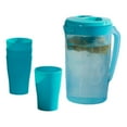 thumbnail image 1 of Partheme 5 pcs Pitcher and cups Set, Water Pitcher with Lid and 4 cups, Durable and Lightweight Drinkware Set, Freezer Microwave Dishwasher Safe , Blue, 1 of 6