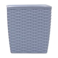 thumbnail image 1 of Partheme 5x5x4 Inch Medium Square Plastic Planter with Faux Rattan Texture and Self Watering Pot, for Home Decor Green Plants Succulents, Includes Drainage Tray, Gray, 1 of 6