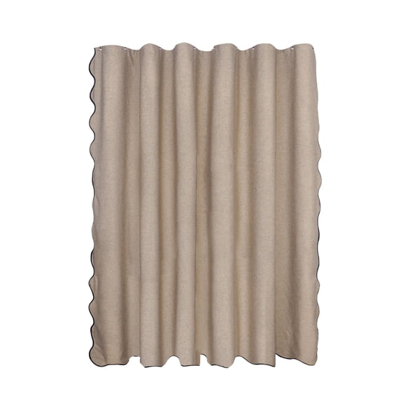 Partheme 71x71 in Shower Curtain, Long Scalloped Boho Linen Textured Heavy Duty Fabric Shower Curtain, Tall Modern Farmhouse Rustic Waterproof Shower Curtains for Bathtub, Brown