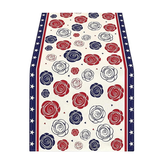 Partheme 72x13 Inch 4th of July Decorative Tablecloth and Table Runner. Independence Day Patriotic Table Linen Set for Dining Table Home Decoration, B