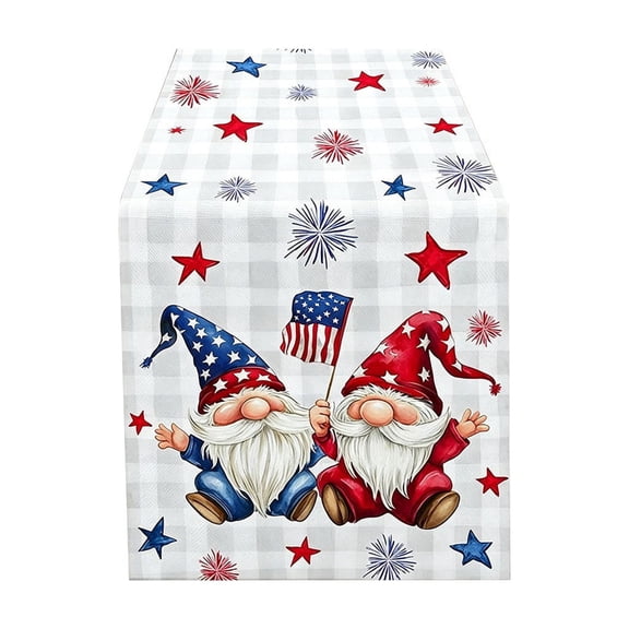Partheme 72x13 Inch 4th of July Decorative Tablecloth and Table Runner. Independence Day Patriotic Table Linen Set for Dining Table Home Decoration, C