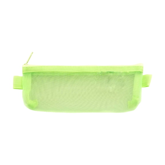 Partheme 8x4in Transparent Mesh Pencil Case Large Capacity Stationery Pouch, Quick View Exam Essential Portable Writing Tool Organizer for Office Home Travel, Green