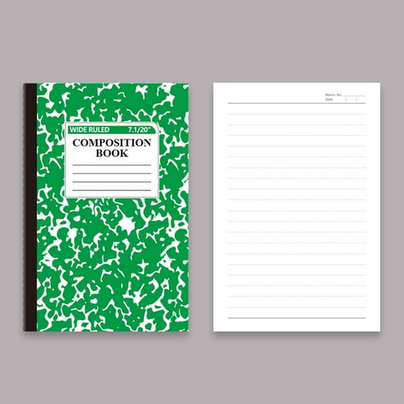 Partheme A5 Composition Notebook College Ruled: Marble Composition Book - Notebook Journal for College, University, Work, Office Supplies - 110 Pages - Blank Lined Notebook , Green