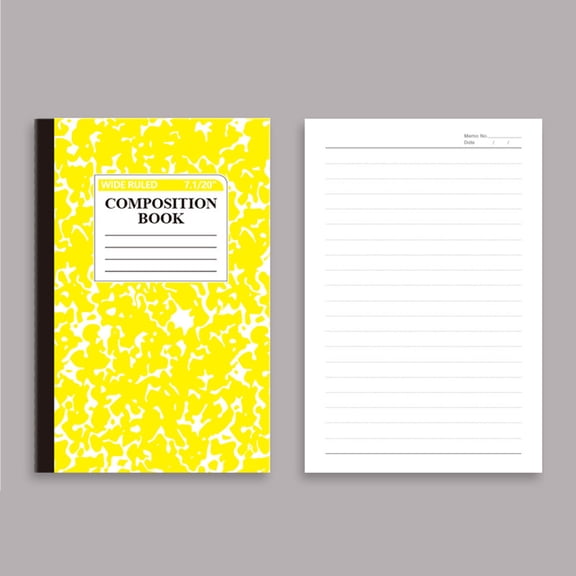Partheme A5 Composition Notebook College Ruled: Marble Composition Book - Notebook Journal for College, University, Work, Office Supplies - 110 Pages - Blank Lined Notebook , Yellow